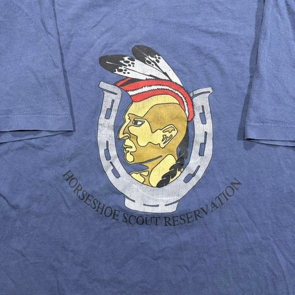 The Unbranded Brand Other - Vintage 90s single stitch, blue horseshoe scout reservation, T-shirt, size XL